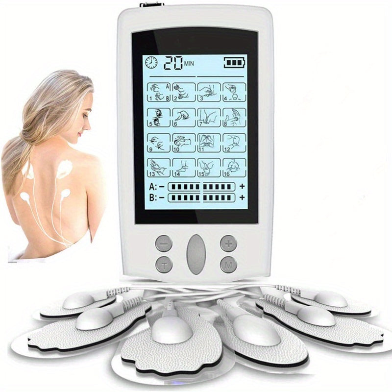16-Mode Electric Massager - Dual Output EMS & TENS(White)